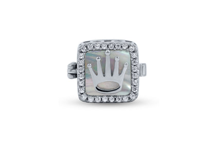 Silver 925 Crown Design Button image 0