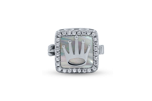 Silver 925 Crown Design Button image 0