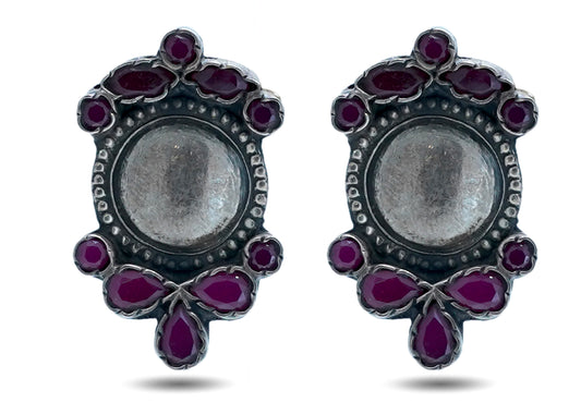 925  Silver Earrings With Classic Ruby image 0