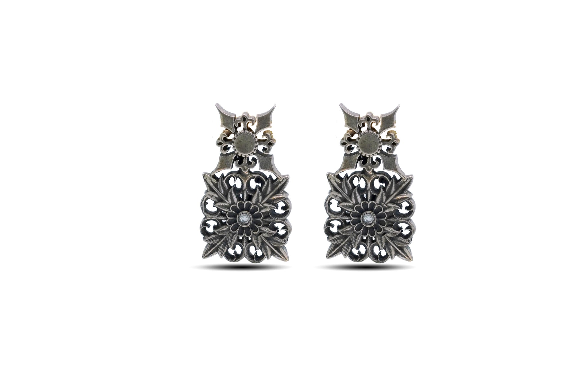 925 Silver Oxidized look Stud Earring image 0