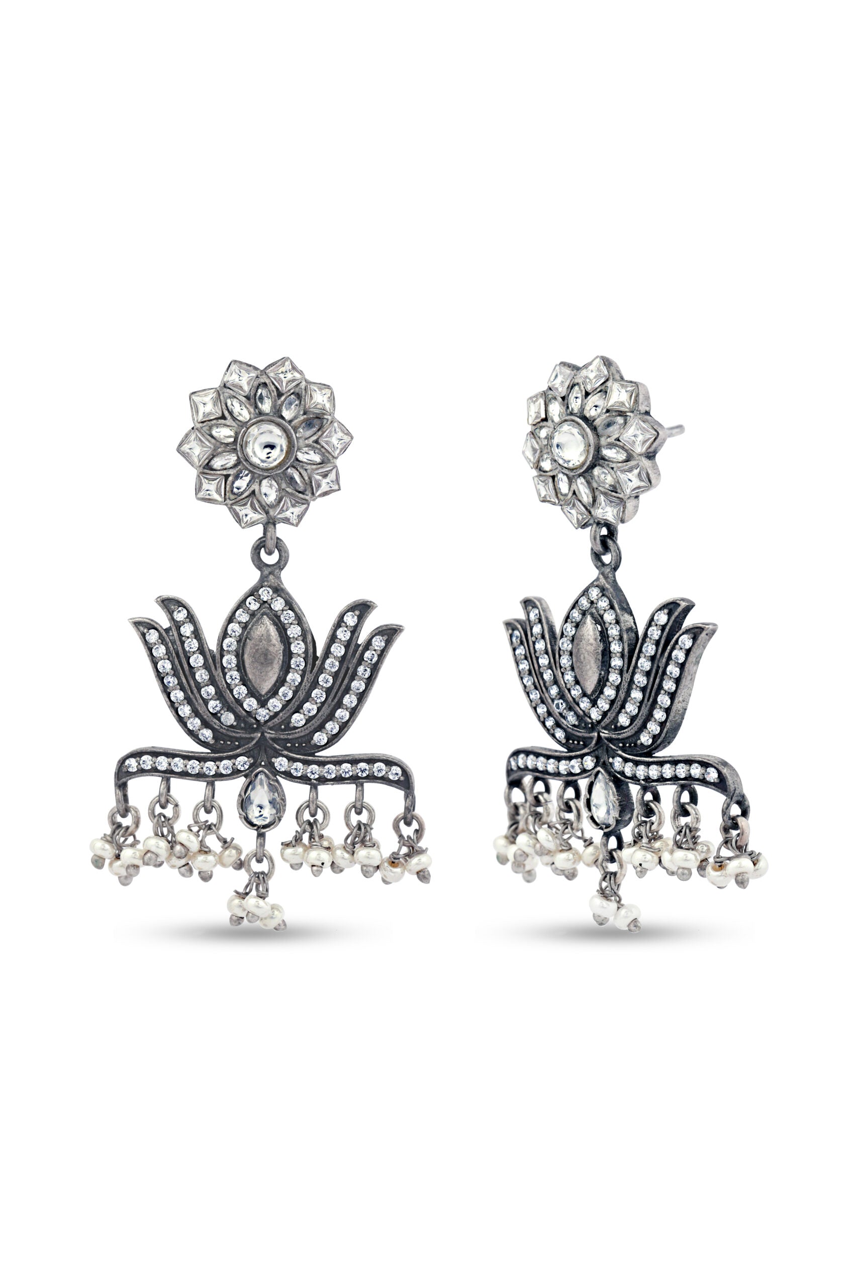 Stunning Floral Design Chandbali Earrings image 2