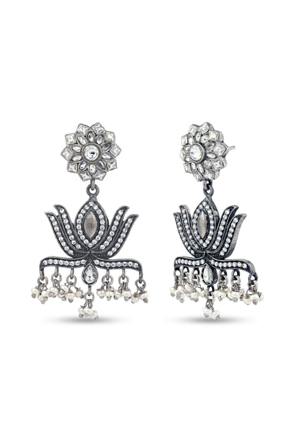 Stunning Floral Design Chandbali Earrings image 2