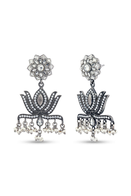 Stunning Floral Design Chandbali Earrings image 2