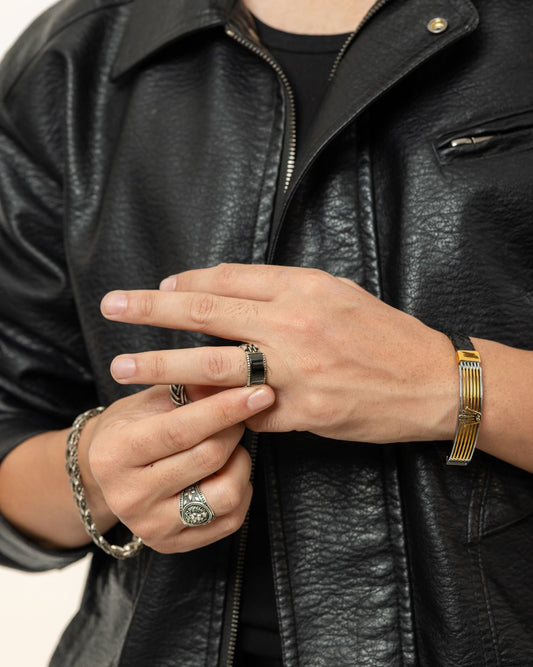 Men's Crown Emblem Braided Leather Bracelet