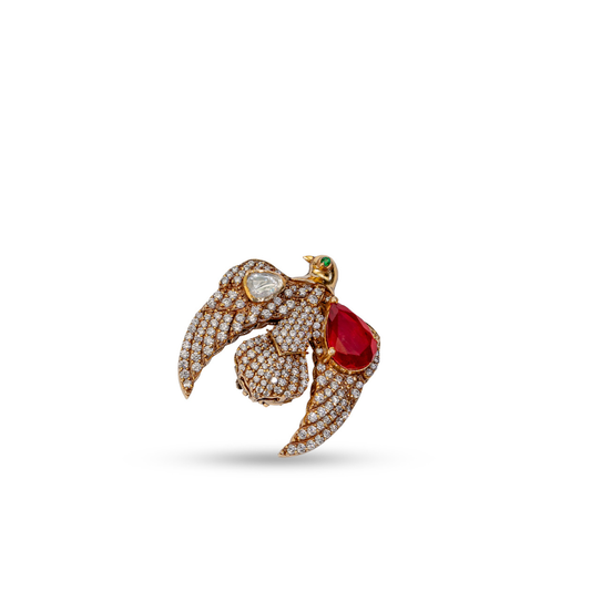 Imperial Falcon Heritage Brooch – Ruby & Emerald Statement Piece