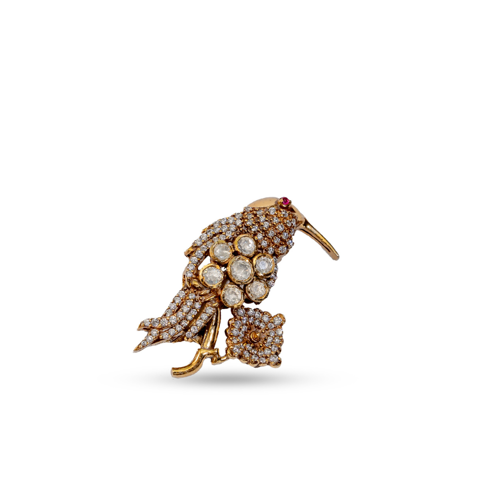 Artisan Gilded Nightingale Brooch
