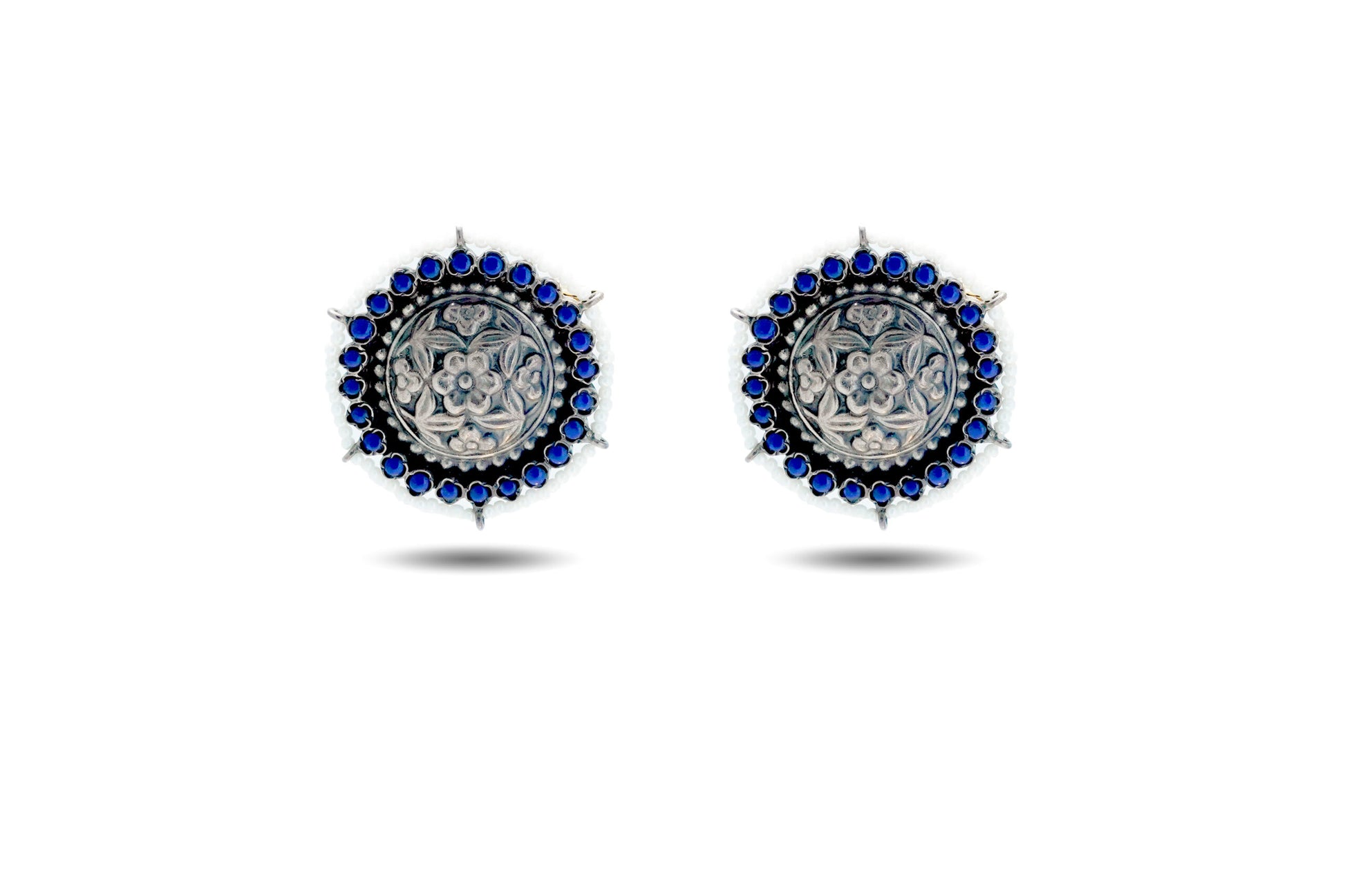 92.5 Silver Studs with Blue Stones image 0