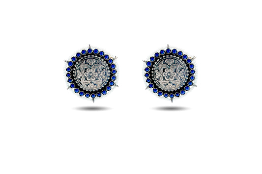 92.5 Silver Studs with Blue Stones image 0