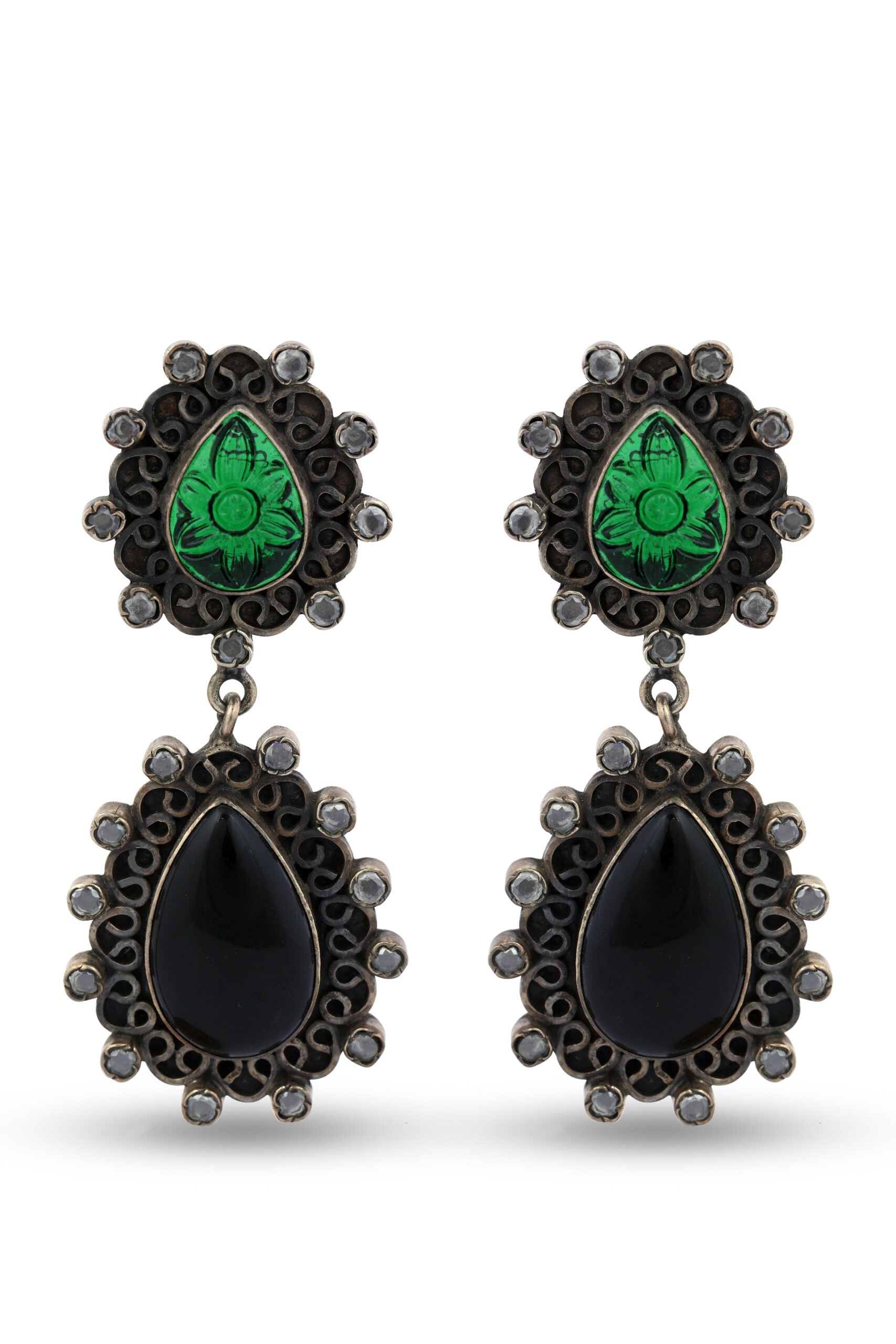 Black Onex Silver Earring image 0