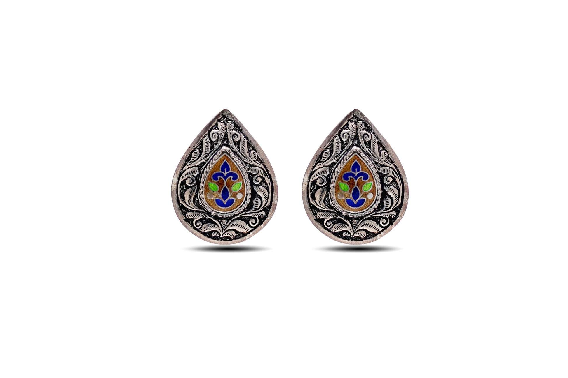 92.5 Silver Stud Earring Oxidize Look image 0