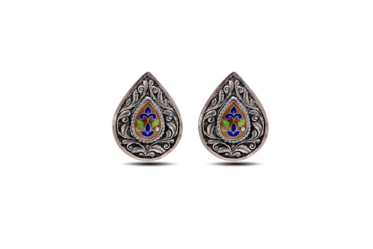 92.5 Silver Stud Earring Oxidize Look image 0