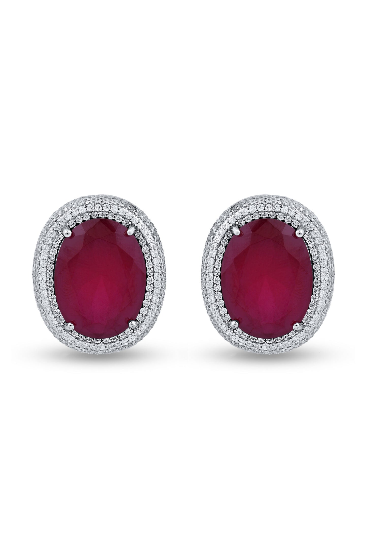 Oval Ruby Halo Earring image 0