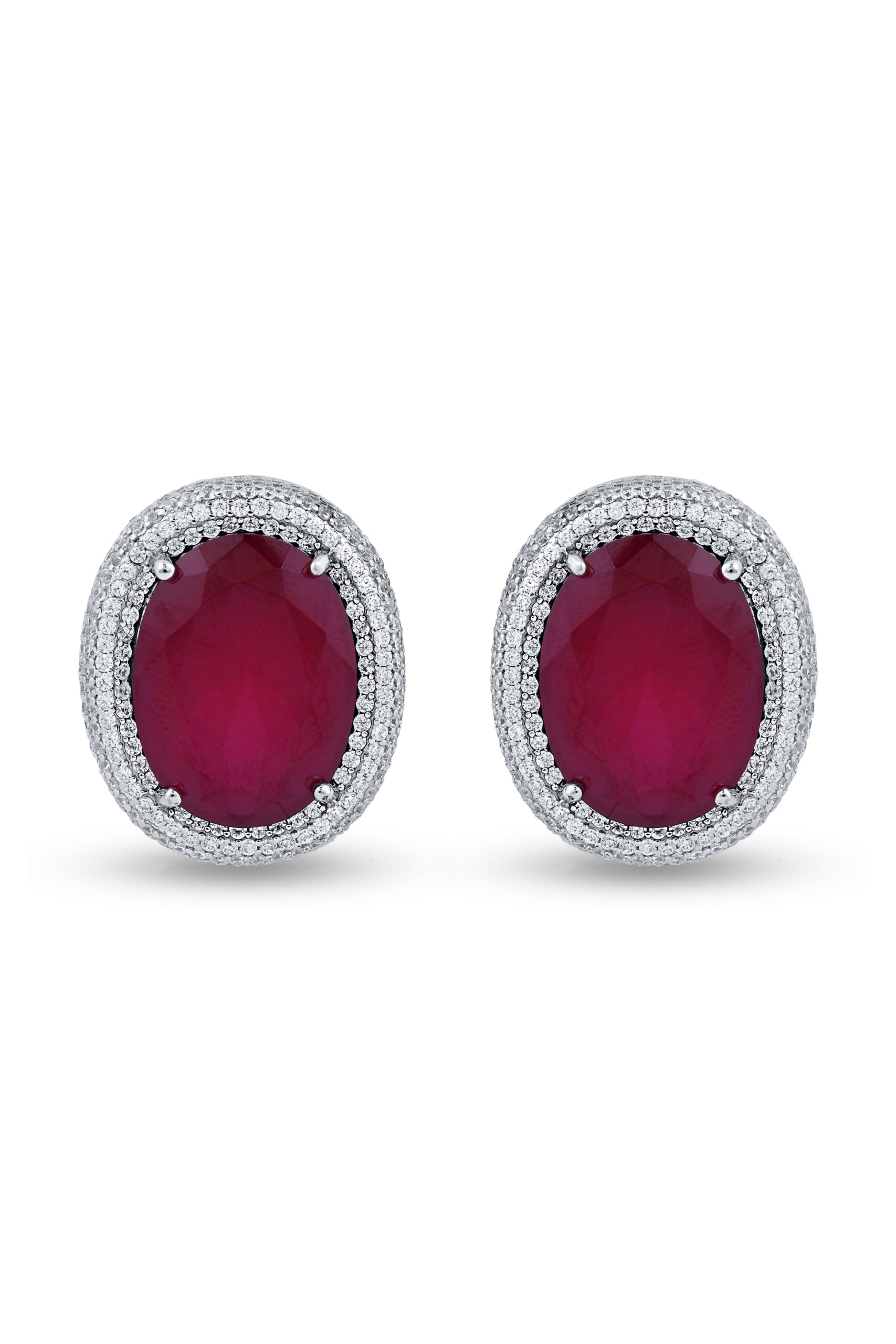Oval Ruby Halo Earring image 0