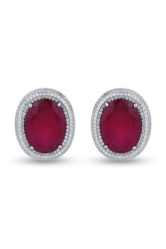 Oval Ruby Halo Earring image 0
