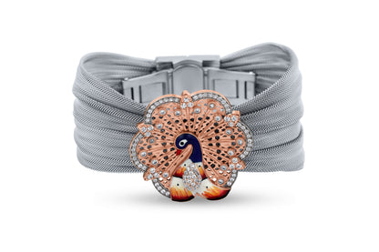 Silver 925 Cuff Peacock Design Bracelet image 0