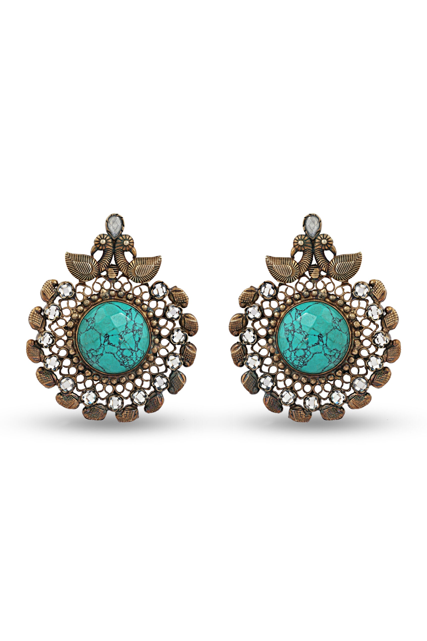 Torquoise Stone Peacock Design Earring image 0