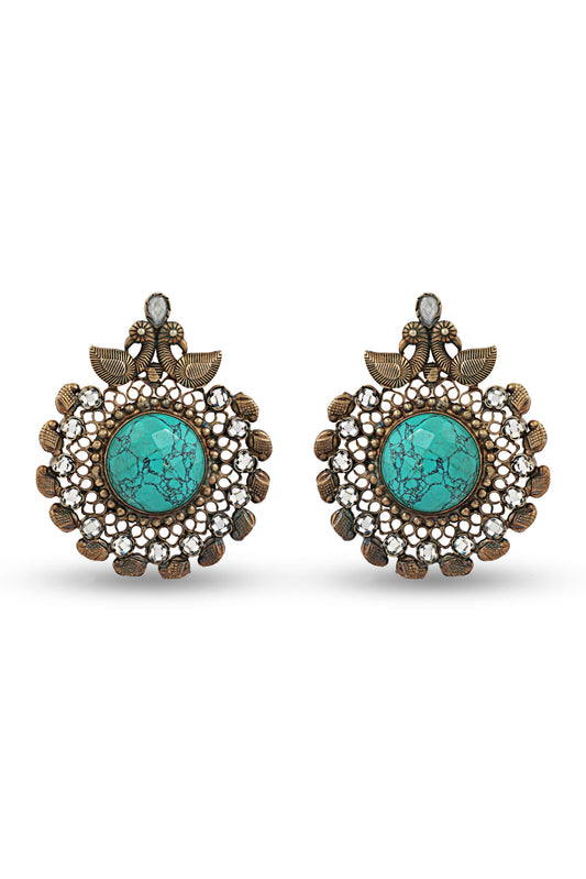 Torquoise Stone Peacock Design Earring image 0