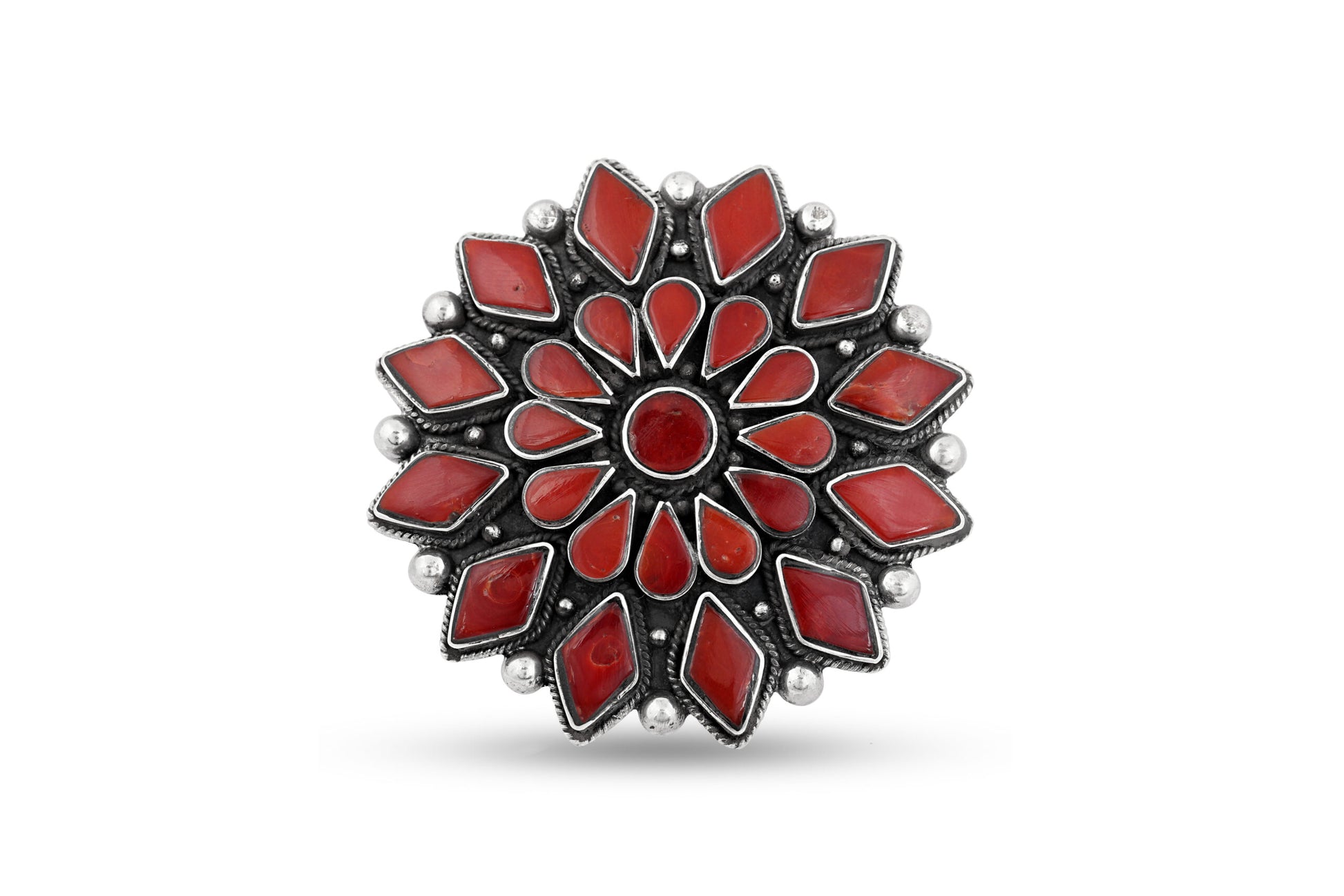 Sterling Silver Natural Red Coral Ring image 0