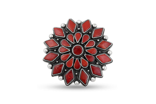 Sterling Silver Natural Red Coral Ring image 0
