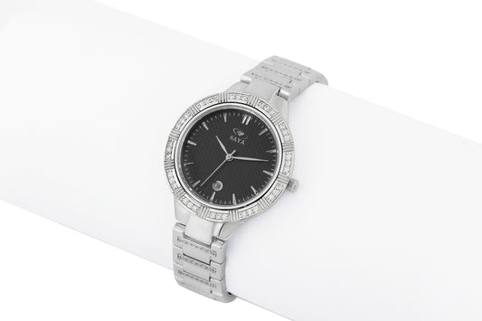 Rhinestone Decor Silver Wristwatch image 0