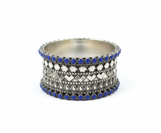 Tribal Cuff 925 silver Blue Bangle