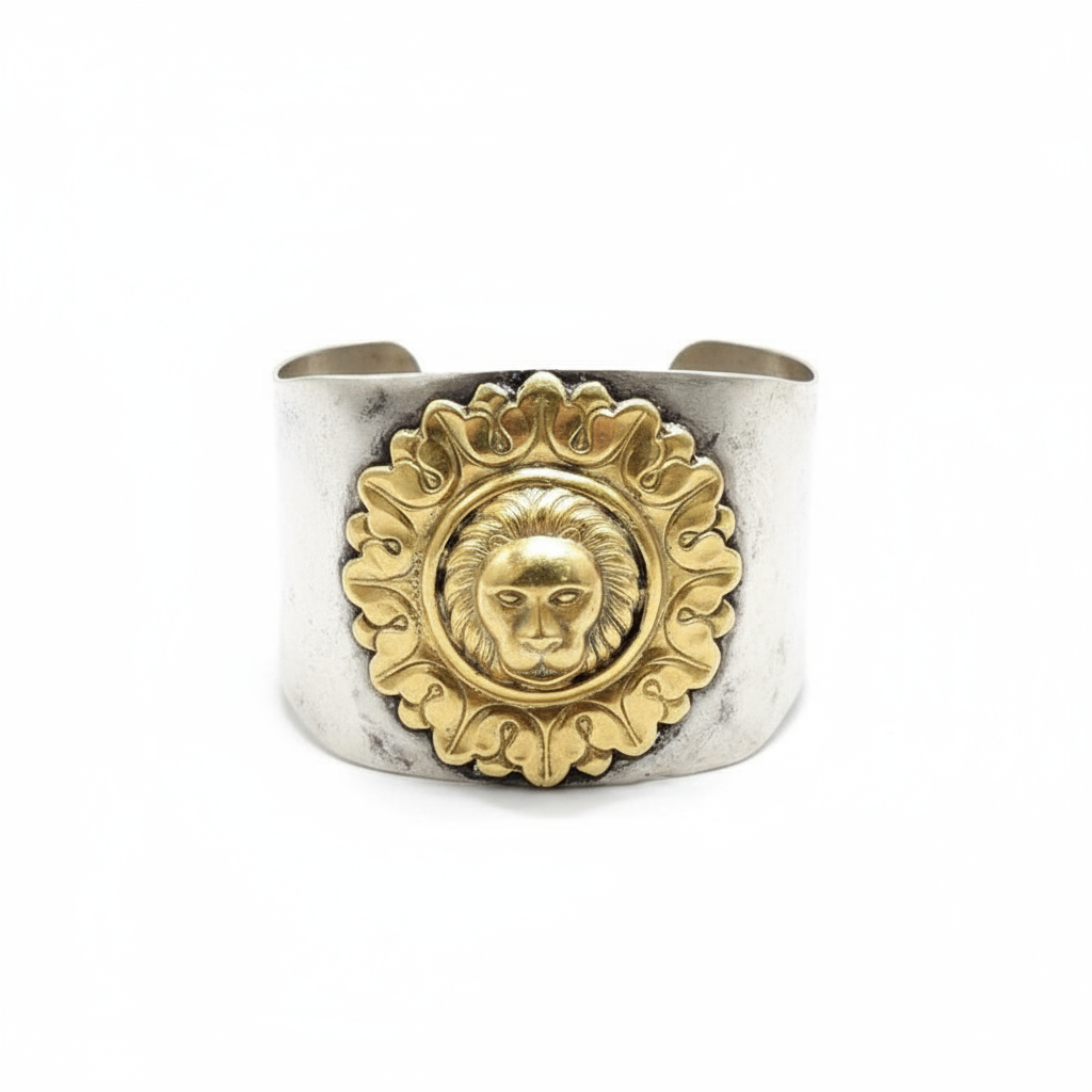 Lion Head 925 silver Cuff Bracelet