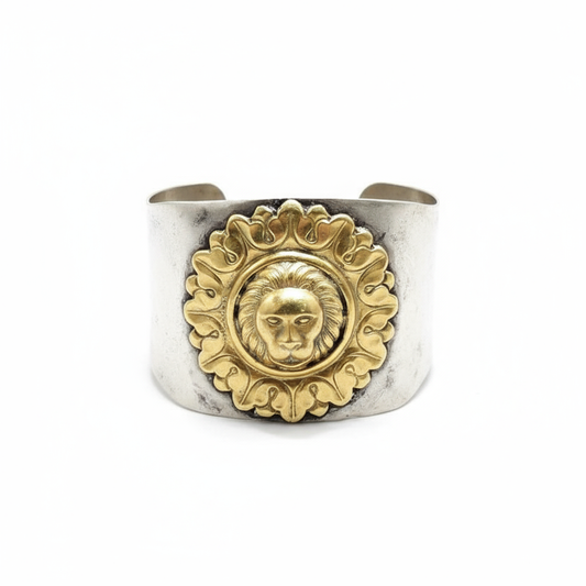 Lion Head 925 silver Cuff Bracelet