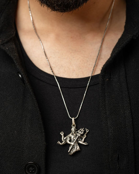 Silver-Tone Lord Shiva Mahadev Pendant