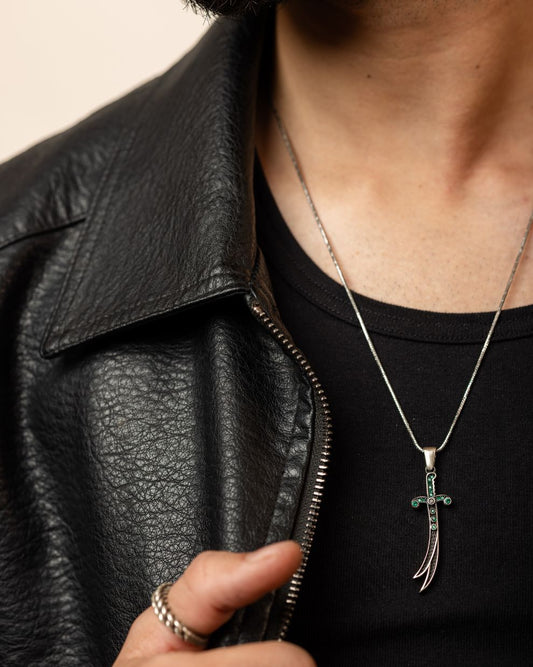 Oxidized Sterling Silver Sword Pendant