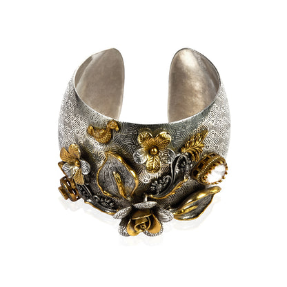 92.5 Two Tone Floral Embossed Bangle